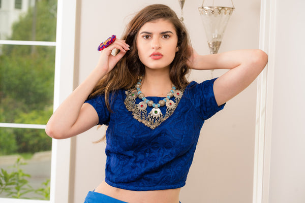 Coin Blue Beads Necklace