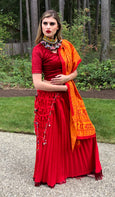 Red Pleated Lehenga