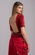 Red Pleated Lehenga