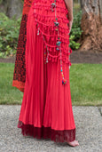 Red Pleated Lehenga