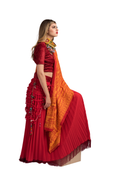 Red Pleated Lehenga