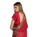 White Red Double Layered Pleated Lehenga