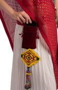 White Red Double Layered Pleated Lehenga