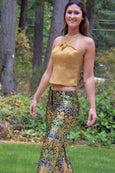 Gold Brocade Criss-Cross Neck Top