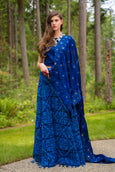 3 Piece Royal Blue Patchwork Lehenga Set