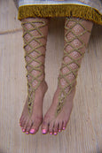 Gold Foot Crochet Gladiator Harness
