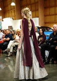 3 Piece Grey Banarasi Lehenga with Navy Blue/Bronze Jacquard Top