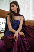 Purple Jacquard Blazer with Dark Dusty Magenta Sequin Lehenga