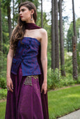 Purple Jacquard Blazer with Dark Dusty Magenta Sequin Lehenga